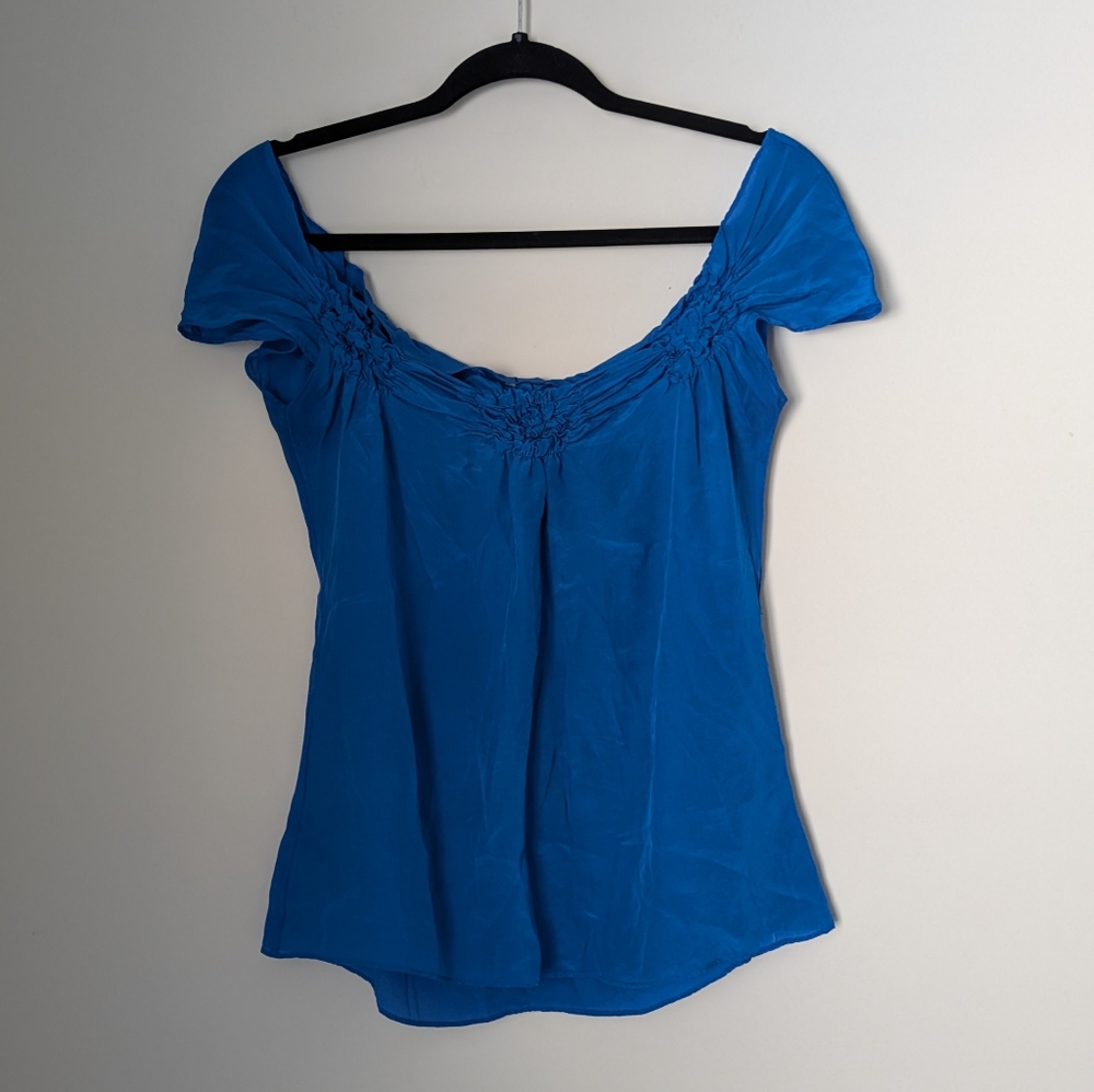 Sundance Blue Silk Cap Sleeve Top XS